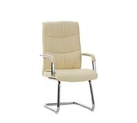 CLP Sedia Sala da Pranzo Caro I Sedia Cantilever in Similpelle con Braccioli I Poltroncina Studio I Sedia a Sbalzo Imbottita, Colore:Crema