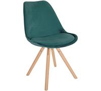 CLP Sedia Sofia con rivestimento in velluto e imbottitura di alta qualità I Sedia Visitor con robusta struttura a 4 gambe in legno Colore:verde;Colore del telaio:natura (rotondo)