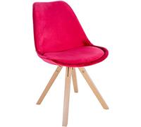 CLP Sedia Sofia con rivestimento in velluto e imbottitura di alta qualità I Sedia Visitor con robusta struttura a 4 gambe in legno, Colore:rosso, Colore del telaio:natura (quadrato)