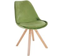 CLP Sedia Sofia con rivestimento in velluto e imbottitura di alta qualità I Sedia Visitor con robusta struttura a 4 gambe in legno, Colore:verde chiaro, Colore del telaio:natura (quadrato)