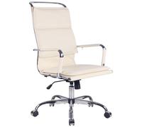 CLP - Sedia Studio con Doppio Cuscino Bedford in Similpelle I Poltrona Direttore Ergonomica con Braccioli E 5 Rotelle Antiattrito I Sedia Pc Crema