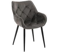 CLP Sedia Tanna in velluto I Imbottita e trapuntata I Con braccioli e telaio in metallo, Colore:antracite