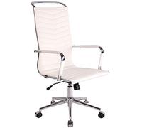 CLP Sedia Ufficio con Braccioli Batley in Similpelle O Vera Pelle I Poltrona Studio Direzionale Ergonomica con Ruote, Colore:Bianco, Materiale:Ecopelle