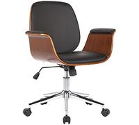 CLP Sedia Ufficio Kemberg in Similpelle Ergonomica I Seduta Comfort con Ruote Schienale E Braccioli I Altezza Regolabile E Sellino con Cuscino, Colore:Noce/Nero