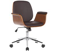 CLP Sedia Ufficio Kemberg in Similpelle Ergonomica I Seduta Comfort con Ruote Schienale E Braccioli I Altezza Regolabile E Sellino con Cuscino, Colore:Noce/Marrone