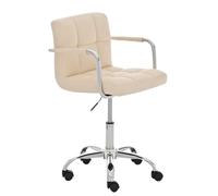 CLP Sedia Ufficio Lucy In Similpelle - Sedia Studio Girevole, 5 ruote E Braccioli - Sedia Direzionale Imbottita Ergonomica Carico Max 120KG Crema