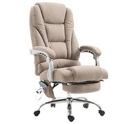 CLP Sedia Ufficio Massaggiante Pacific In Stoffa I Poltrona Relax Con Poggiapiedi I Sedia Studio Ergonomica Regolabile, Colore:tortora