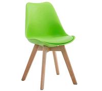 CLP Sedia Visitatore Borneo In Polipropilene E Similpelle I Sedia Pranzo Design Imbottita I Sedia Attesa Scandinava, Colore:verde, Colore del telaio:natura