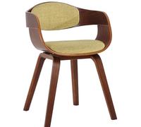 CLP Sedia Visitatore Kingston In Tessuto I Sedia Rétro Con Braccioli Imbottita I Sedia Pranzo In Legno, Colore:noce/verde chiaro