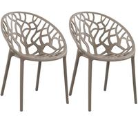 CLP Sedie da Giardino Hope, Set da 2 Impilabili, Resistenti Intemperie e Raggi UV, Poltroncine per Esterno in Plastica con Braccioli, Max 150 kg Colore:tortora