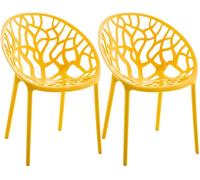 CLP Sedie da Giardino Hope, Set da 2 Impilabili, Resistenti Intemperie e Raggi UV, Poltroncine per Esterno in Plastica con Braccioli, Max 150 kg Colore:giallo