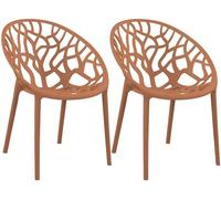 CLP Sedie da Giardino Hope, Set da 2 Impilabili, Resistenti Intemperie e Raggi UV, Poltroncine per Esterno in Plastica con Braccioli, Max 150 kg Colore:terracotta