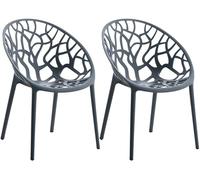 CLP Sedie da Giardino Hope, Set da 2 Impilabili, Resistenti Intemperie e Raggi UV, Poltroncine per Esterno in Plastica con Braccioli, Max 150 kg Colore:antracite