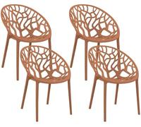 CLP Sedie da Giardino Hope Set da 4, Impilabili, Resistenti a Intemperie e UV, Poltrone da Esterno in Plastica con Braccioli, Portata 150 kg Colore:terracotta