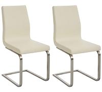CLP Sedie da Pranzo 2 Pezzi Belfort, Cantilever Imbottito, Rivestimento in Similpelle, Struttura in Acciaio Inox, Sedia Moderna, Colore:Crema