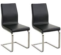 CLP Sedie da Pranzo 2 Pezzi Belfort, Cantilever Imbottito, Rivestimento in Similpelle, Struttura in Acciaio Inox, Sedia Moderna, Colore:Nero