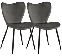 CLP Sedie da Pranzo Imbottite Maika - Set 2 Pezzi, Ergonomiche con Schienale, Struttura in Metallo Nero, Portata 150 kg Colore antracite Materiale Velluto