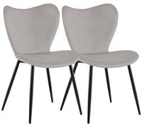 CLP Sedie da Pranzo Imbottite Maika - Set 2 Pezzi, Ergonomiche con Schienale, Struttura in Metallo Nero, Portata 150 kg Colore grigio Materiale Velluto