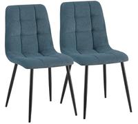 CLP Sedie da Pranzo Set da 2 Antibes Imbottite, sedie Cucina con Schienale e Rivestimento in Velluto a Coste, Struttura in Metallo Fino a 150 kg, Colore:Blu