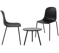 CLP Set 2 posti Berdin I Set da Giardino 2X Sedia impilabile e 1x Tavolo I Resistente alle intemperie e ai Raggi UV, Colore:Nero