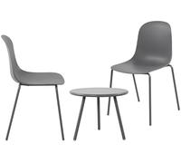 CLP Set 2 posti Berdin I Set da Giardino 2X Sedia impilabile e 1x Tavolo I Resistente alle intemperie e ai Raggi UV, Colore:Grigio Scuro
