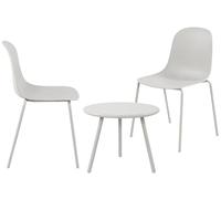 CLP Set 2 posti Mindin I Set da Giardino 2X Sedia impilabile e 1x Tavolo I Resistente agli Agenti atmosferici e ai Raggi UV, Colore:Grigio Chiaro