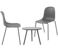 CLP Set 2 posti Mindin I Set da Giardino 2X Sedia impilabile e 1x Tavolo I Resistente agli Agenti atmosferici e ai Raggi UV, Colore:Grigio Scuro
