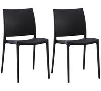CLP Set 2 sedie da Giardino Meton, impilabili in plastica, Facili da Pulire, Resistenti UV, carico Max 150 kg, Colore:Nero