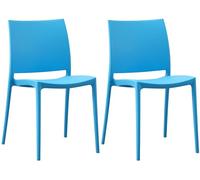 CLP Set 2 sedie da Giardino Meton, impilabili in plastica, Facili da Pulire, Resistenti UV, carico Max 150 kg, Colore:Blu