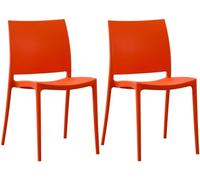 CLP Set 2 sedie da Giardino Meton, impilabili in plastica, Facili da Pulire, Resistenti UV, carico Max 150 kg, Colore:Arancione