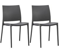 CLP Set 2 sedie da Giardino Meton, impilabili in plastica, Facili da Pulire, Resistenti UV, carico Max 150 kg, Colore:Grigio Scuro