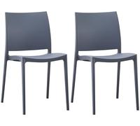 CLP Set 2 sedie da Giardino Meton, impilabili in plastica, Facili da Pulire, Resistenti UV, carico Max 150 kg, Colore:Grigio