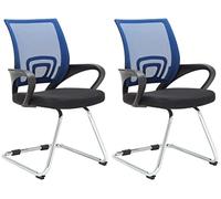CLP Set 2 Sedie da Studio Eureka – Seduta in rete, Telaio in metallo, con braccioli Blu