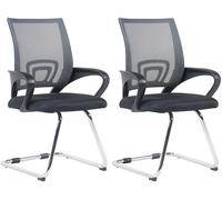 CLP Set 2 Sedie da Studio Eureka I Seduta in Rete E Telaio in Metallo I con Braccioli, Colore:Grigio