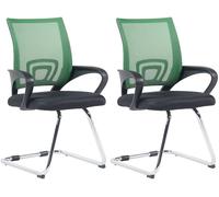 CLP Set 2 Sedie da Studio Eureka I Seduta in Rete E Telaio in Metallo I con Braccioli, Colore:Verde