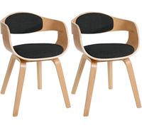 CLP Set di 2 sedie retrò Kingston con rivestimento in tessuto e schienale avvolgente I Poltrone con rivestimento e struttura in legno, Colore:natura/nero, Colore del telaio:natura