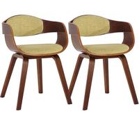 CLP Set 2 sedie ergonomiche Kingston, poltrone con schienale avvolgente, struttura in legno, max 150 kg, Colore:noce/verde chiaro, Colore del telaio:noce