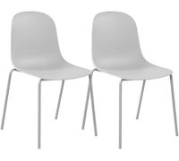 CLP Set 2 sedie impilabili Hardin con scocca ergonomica in plastica e telaio in metallo, ideali per sala da pranzo, conferenza, cucina Colore:grigio chiaro