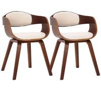 CLP Set di 2 sedie Kingston in similpelle con schienale e rivestimento I Poltrona con struttura in legno, Colore:noce/crema