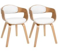 CLP Set di 2 sedie Kingston in similpelle con schienale e rivestimento I Poltrona con struttura in legno, Colore:natura/bianco