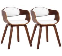 CLP Set 2 sedie Kingston ergonomiche, schienale imbottito, similpelle e legno, portata max 150 kg, Colore:noce/bianco