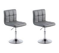 CLP - Set 2 Sedie Lounge Design Palma V2 I Coppia Sedie Sgabello Girevoli E Imbottite In Similpelle Trapunta I Sgabelli Regolabili 41-55 CM Grigio