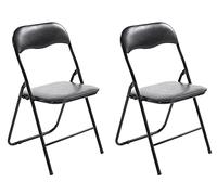 CLP Set 2 Sedie Pieghevoli Felix in Plastica (PVC) I Sedie Salvaspazio Telaio in Metallo E Seduta Imbottita I Sedie Riunioni Ospiti Chiudibili, Colore:Nero/Nero