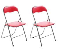 CLP Set 2 Sedie Pieghevoli Felix in Plastica (PVC) I Sedie Salvaspazio Telaio in Metallo E Seduta Imbottita I Sedie Riunioni Ospiti Chiudibili, Colore:Rosso/Argento