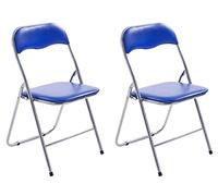 CLP Set 2 Sedie Pieghevoli Felix in Plastica (PVC) I Sedie Salvaspazio Telaio in Metallo E Seduta Imbottita I Sedie Riunioni Ospiti Chiudibili, Colore:Blu/Argento