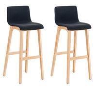 CLP Set 2 Sgabelli Alti Bar Hover in Tessuto I Sgabelli Bancone Telaio in Legno Naturale I Sgabelli Imbottiti con Schienale Alt. 77 CM, Colore:Nero
