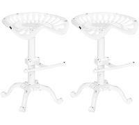 CLP Set 2 Sgabelli Bar Butch in Ghisa Design Industrial I Coppia Sgabelli Bancone Urban in Metallo Regolabili, Colore:Antico Bianco