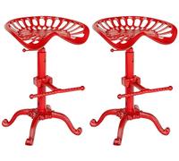 CLP Set 2 Sgabelli Bar Butch in Ghisa Design Industrial I Coppia Sgabelli Bancone Urban in Metallo Regolabili, Colore:Rosso
