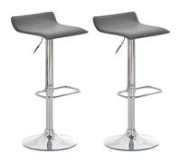 CLP Set 2 Sgabelli Bar Dyn In Similpelle I Coppia Sedie Da Cucina Bancone Con Poggiapiedi, Colore:grigio