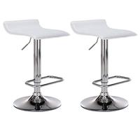 CLP Set 2 Sgabelli Bar Dyn In Similpelle I Coppia Sedie Da Cucina Bancone Con Poggiapiedi, Colore:bianco